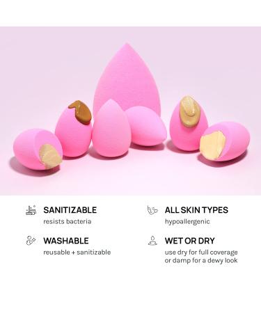 AOA Studio Collection Mini Makeup Sponge Set - Latex-Free, High-Definition Beauty Blenders for Powder, Cream, and Liquid Makeup - 6 Pack Super Soft Wonder Blender in Pink - 3 Tear Drop + 3 Beveled Shape - Buy Online on GoSupps.com