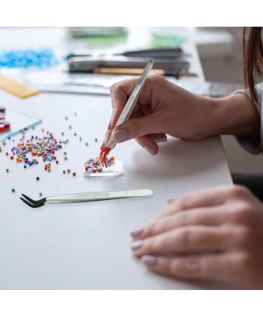 High-Quality Stainless Steel Tweezers Set with Curved Tips - 2 Pieces Rubber Coated Tinker Tweezers for Jewelry & Laboratory Use - Buy Online on GoSupps.com