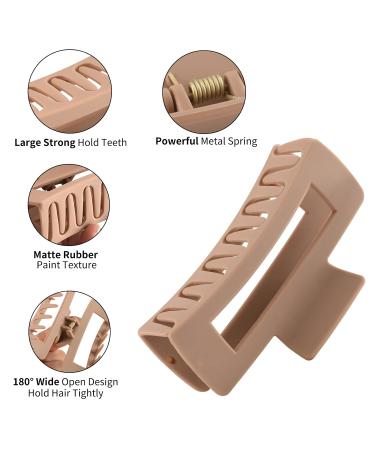 8 Pack Large Rectangle Hair Claw Clips - Matte Hair Clips for Women - Strong Hold for Thin, Thick, Curly Hair - Non-slip Square Hair Accessories - Buy Online on GoSupps.com