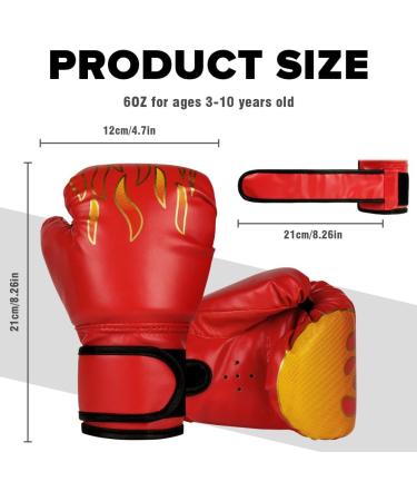 Flintronic Boxing Gloves for Kids - 6oz Junior Kickboxing & Muay Thai Gloves (Ages 3-10) - Red Flame - Buy Online on GoSupps.com