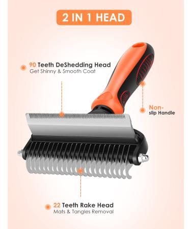 Malsipree 2-in-1 Dog & Cat Brush - Ultimate Pet Fur Care for Long & Short Hair - Big Orange Brush for De-Shedding & Knot Prevention - Buy Online on GoSupps.com