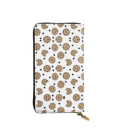 YYHHAOFA Cookies Food Chocolate Chip Biscuits Prints Leather long clutch wallet : Comfortable lightweight waterproof durable 7.48 x 4.13 in Black One Size