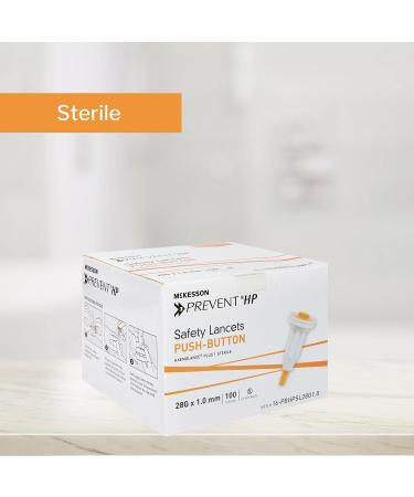 McKesson Prevent HP Safety Lancets - Sterile, Push-Button, 25 Gauge Needle, 1 mm - 100 Count (1 Pack) - Buy Online on GoSupps.com
