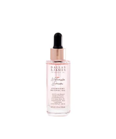 Dallas & James Skincare Co. Watermelon Dream Overnight Retinol Oil - .3% Retinol with Watermelon and Cloudberry Ceramides + Squalane - Anti-Aging Skin Smoothing Face Oil