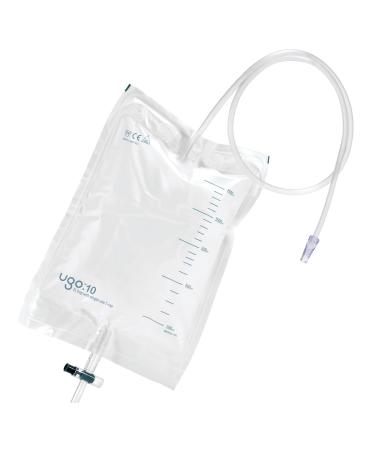 Ugo 2L Night Bags (x10)  Urine Drainage Bags/Catheter Night Bags, T Tap or Lever Tap with Kink Free Connection (Pack of 10) (Ugo 10 - Single Use T Tap, Non-Sterile)