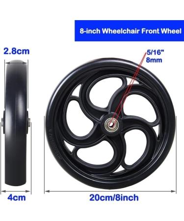 Wheelchair Wheels Wheelchair Front Castor 5inch/6inch/8inch Replacement Wheel Wheelchair Front Wheels Rollator Casters Black Anti-slip Wheels 2 Counts (Size : 6inch/15cm)(8inch/20cm) - Buy Online on GoSupps.com