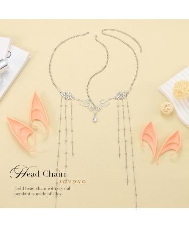 Jovono Boho Headchain with Fairy Elf Ears Silver Headpieces Festive Costume Hair Accessories for Women and Girls - Buy Online on GoSupps.com