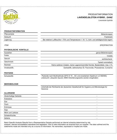 Fleurs de lavande bio enti res 250g - th de lavande bleue - th de lavande - embouteill et contr l en Allemagne - Biotiva - Buy Online on GoSupps.com