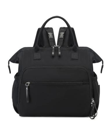 Paoixeel diaper bag with large capacity water-repellent nylon 3-way frame bag and shoulder bag with anti-theft bags black-silver