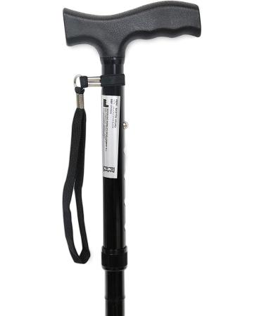 Pepe Folding Cane - Adjustable Lightweight Aluminium Walking Cane for Men and Women | Foldable Seniors' Walking Cane with Strap - Black - Buy Online on GoSupps.com