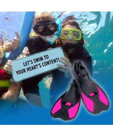 Comfecto Swimming Fins - X-Small Short Floating Training Fins for Kids and Adults in Rose Red - Ideal for Swimming, Diving, Snorkeling & Watersports - Buy Online on GoSupps.com