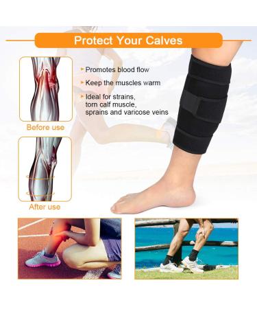 Adjustable Calf Compression Bandage - Neoprene Support for Men & Women | Reduce Swelling Alleviate Pain Aid Muscle Recovery Black - Buy Online on GoSupps.com