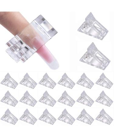 Ikasus nail tip clip nail tips form clips nail clips polygel tips clips transparent nail clips for nail extension for poly building clip nail art diy manicure clip tool set 20 pieces