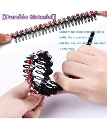 6-Pack Rhinestone Teeth Combs & Flower Crystal Hair Bands for Women - Non-Slip Hard Plastic Head Straps in 6 Shiny Colors | Luolipeya - Buy Online on GoSupps.com