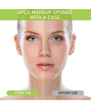 Makeup Sponge Blender 4 Pcs Beauty Blender Foundation Sponges Set with 1 Sponge Holder Case Professional Non Latex Beauty Applicator Set for Cream Liquid and Powder (Green) - Buy Online on GoSupps.com