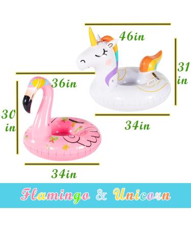 FindUWill Snow Tubes Sleds - 2 Pack Heavy Duty Winter Toys for Kids and Adults - Flamingo Unicorn Dinosaur Snow Tube 64.9 inch Inflatable Sled - Buy Online on GoSupps.com