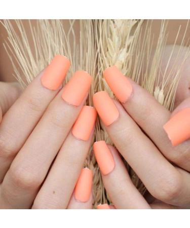 Buy HUJL 24pcs Matte Orange Artificial Nails - Trendy Short Fashion Nails for Stylish Looks - Buy Online on GoSupps.com