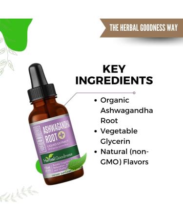 Ashwagandha Root Extract | Organic Ashwagandha Supplements for Women & Men | Natural Calm Mood Support Supplement | Non-GMO Vegan Adaptogenic Fast Absorption Liquid Drops 1 fl. oz - Buy Online on GoSupps.com