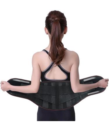 Back Brace Lumbar Support Adjustable Back Brace Breathable Waist And Back Posture Correctors With 3 Removable Pads Waist Belt(Large) Large Black - Buy Online on GoSupps.com