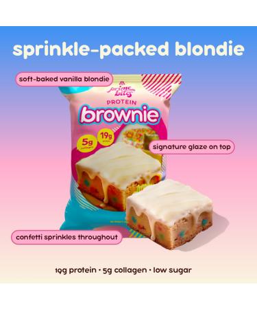 Prime Bites High Protein Brownie (12 Per Box Birthday Cake Blondie) - 19g of Protein 5g of Collagen Gluten Free Low Sugar Treat Delicious Protein Snack - Buy Online on GoSupps.com