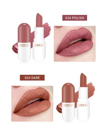 QiBest Mini Capsule Lipstick Set - 6 Velvet Matte Long Lasting Lipsticks | Moisturizing & Safe Make-Up Gift for All Skin Tones - Buy Online on GoSupps.com