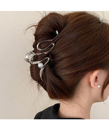 Wave Metal Hair Claw Clip - Large Silver Hair Accessory for Thick Hair - Women's Hair Clip Barrette - 1pc - Buy Online on GoSupps.com