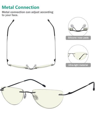Eyekepper 4-Pack Rimless Reading Glasses - Blue Light Blocking Lightweight Half Moon Readers for Men & Women +2.0 Strength Mix Colors - Buy Online on GoSupps.com