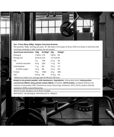 QNT Premium Whey Brownie Belgian Chocolate 79% Whey Protein Contains Whey Isolate Helps Increase Volume and Strength Muscle Rich in BCAA and No Added Sugar 908g 30 Doses - Buy Online on GoSupps.com
