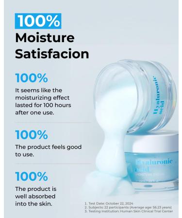 BOM Hyaluronic Acid Moisture Cream 1.69 fl oz Moisturizing Face Cream with Low Molecular Moisturizer Capsules and Vitamins 100 Hour Hydration Moisture Lock Hypoallergenic Vegan Korean Skincare - Buy Online on GoSupps.com