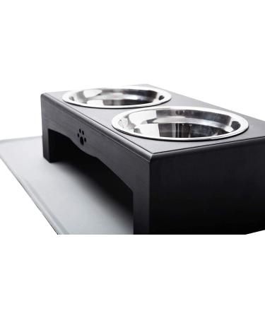 XKX Elevated Dog Bowls for Small Dogs and Cats - Stainless Steel Bowls with Stand and Silicone Mat - Raised Feeder for Puppies and Kittens - Black - Buy Online on GoSupps.com