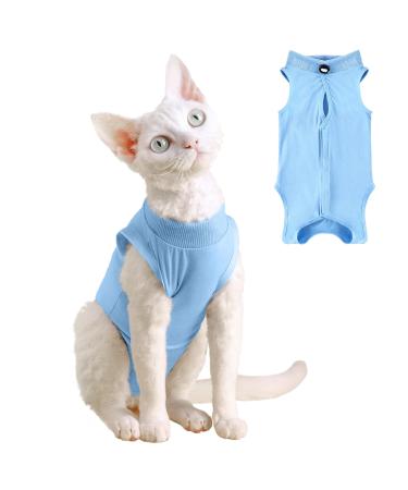 Yoolhamy Katzenbody after op professional recovery suit for cats cats body for cats operation castration e-neck band alternative for cat anti-losa wound for abdominal wounds small blue-s