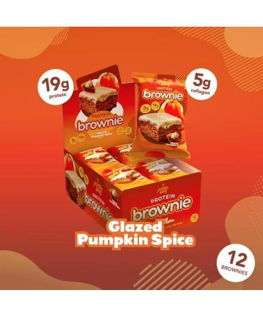 AP Prime Bites Protein Brownies | High Protein Low Sugar Brownies | 19g Protein 5g Collagen | Delicious High Protein Treat Gluten Free | Box of 12 Brownies (Glazed Pumpkin Spice) Glazed Pumpkin Spice Box of 12 - Buy Online on GoSupps.com