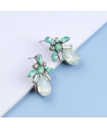 Buy Vintage Teardrop Crystal Earrings | Rhinestone Oval Flower Drop Studs for Women & Girls - Shop Now - Buy Online on GoSupps.com