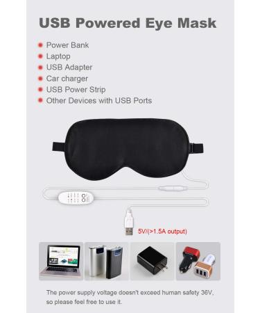 Emacombo Heated Eye Mask - Reusable Silk Steaming Mask with Temperature Control for Puffy, Dry, Tired Eyes - USB Powered - Buy Online on GoSupps.com
