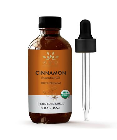 USDA Cinnamon Essential Oil for Diffuser - 100% Pure & Natural Therapeutic Grade Cinnamon Oil | Perfect for Aromatherapy Relaxation Skin Care & More -3.38 fl. Oz Cinnamon USDA 3.38 Fl Oz (Pack of 1)