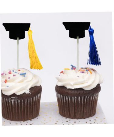 Cabilock 12pcs Graduation Season Card Graduation Hat Cake Topper Graduation Party Decoration Mini Cake Food Decor 2022 Grad Dessert Picks Graduation Hat Cupcake Topper Tassel Insert Card Blue 10X3.8X3.8CM - Buy Online on GoSupps.com