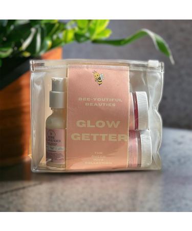 Bee-Youtiful Beauties Glow Getter | the Queen Hive Collection | 4 Steps Rose & Lavender Infused Skin Glow | Skin Cleansed Soft Smooth All Natural - Passionfruit - 1 OZ