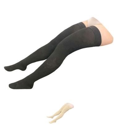 Thigh Closed Toe 20-30 mmHg Compression Wide Calf Plus Leg Stocking (Black 4X-Large) Black 4X-Large