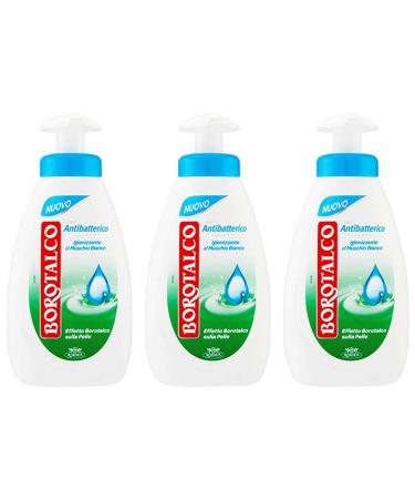 Borotalco: "Antibatterico" Sanitizing Liquid Soap - 8.45 Fluid Ounces (250ml) Bottle with Measuring Cap pack of 3