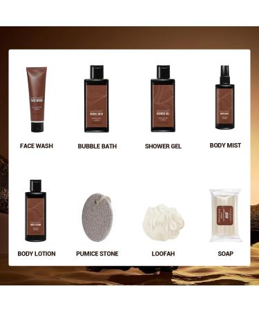 Body & Earth 8PC Sandalwood Bath and Body Gift Set - Perfect Gift Baskets for Men | Self Care Essentials Including Body Lotion Face Wash & More | Ideal Gifts for Husband & Father's Day - Buy Online on GoSupps.com