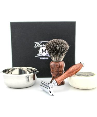 Wooden Shaving Kit for Men - Double Edge Safety Razor, Badger Brush, Soap, Bowl, and Carrying Box - Perfect Gift for Dad - Buy Online on GoSupps.com