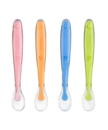 LHKJ 4 Pcs Multi Coloured Silicone Spoon for Baby Feeding and Infant Weaning