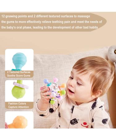 Soft Silicone Teething Ball Toys | Sensory Teether Balls for Baby Boys & Girls 0-18 Months | Colorful Grasping Activities and Rattle | Perfect Baby Gift - Buy Online on GoSupps.com