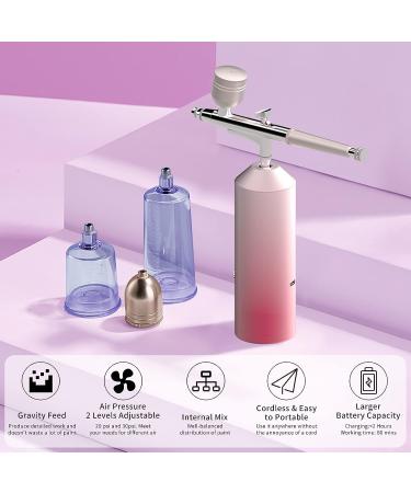 Cenoz Cordless Airbrush Makeup Kit - Portable Handheld Mini Nail Airbrush Machine in Pink - Buy Online on GoSupps.com