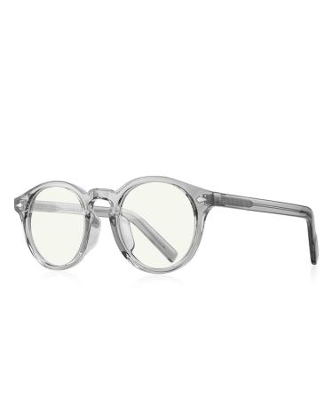KDOQ Retro Oval Blue Light Blocking Glasses for Men and Women Anti-Blue Ray Round Glasses Gray