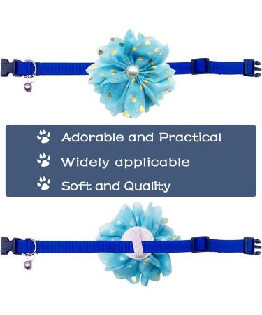 BIPY 16PCS Dog Collar Flowers and Bows Fake Pearls Rhinestone Collar Charms Slides for Dogs Cats Puppy Small Medium Dog Spring Summer Wedding Birthday Party Grooming Accessories Blue - Buy Online on GoSupps.com