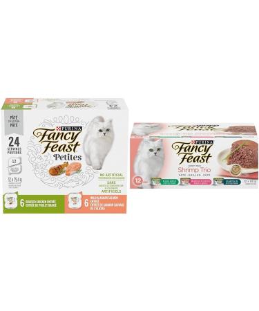 Fancy Feast Wet Cat Food | Petites P t Collection Variety Pack + Shrimp Trio Variety Pack