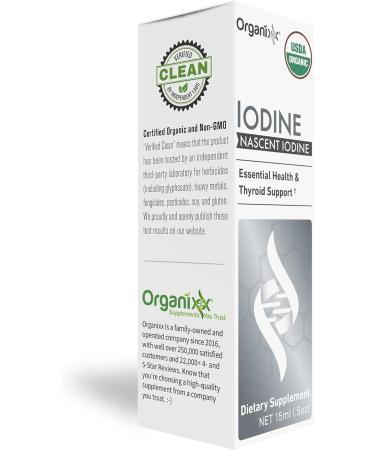 Organixx Iodine Supplement Organic Nascent Liquid Drops Pure Iodine Concentrate for Men and Women Gluten Free Vegan Non GMO American Made 15 ML 60 Servings - Buy Online on GoSupps.com