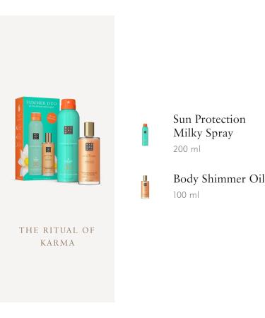 RITUALS The Ritual of Karma - Summer Duo - Sun Spray Lotion SPF30 and Illuminating Body Oil - Sun Protective Skincare Gift Set Made with White Tea and Lotus Flower - Buy Online on GoSupps.com