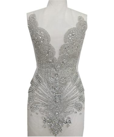 Handmade Rhinestone Applique - Silver 2 Crystal Patch for Dresses - Sew-On Beads Accessory - Buy Online on GoSupps.com